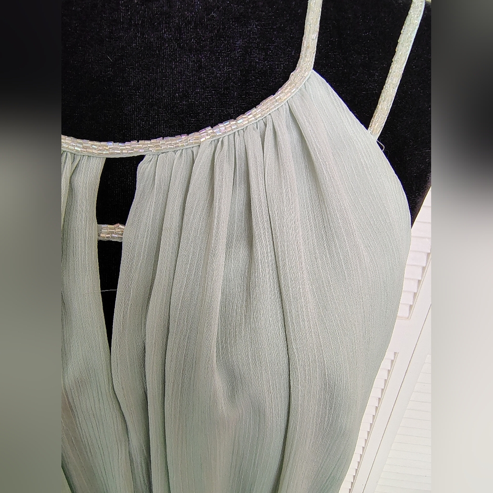 David's Bridal Light Mint Green Pleated Midi Dress Size 10 – Like New - Picture 7 of 13